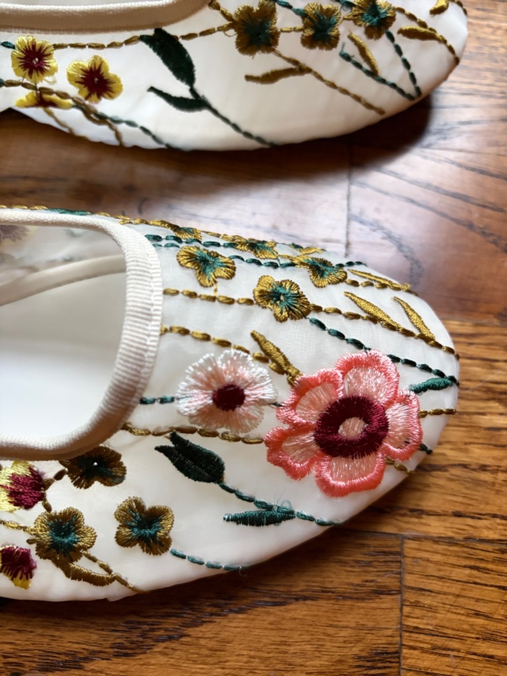 Zara White Floral Embroidered Ballet Flats - Picture 4 of 8